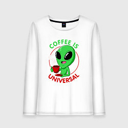 Лонгслив хлопковый женский Coffee is universal, цвет: белый