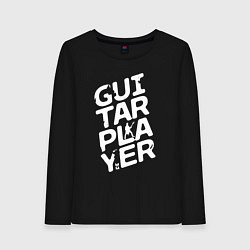 Лонгслив хлопковый женский MoMo - Guitar player белый, цвет: черный