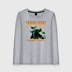 Лонгслив хлопковый женский Skibidi toilet agent, цвет: меланж
