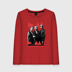 Лонгслив хлопковый женский Depeche Mode - Delra Machine Band, цвет: красный