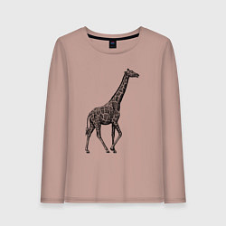 Лонгслив хлопковый женский Жираф гуляет, цвет: пыльно-розовый