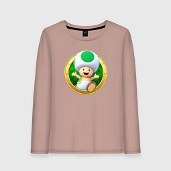 Лонгслив хлопковый женский Тоад значок, цвет: пыльно-розовый
