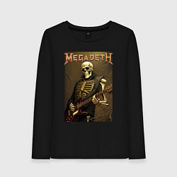 Лонгслив хлопковый женский Megadeth - skeleton - heavy metal, цвет: черный