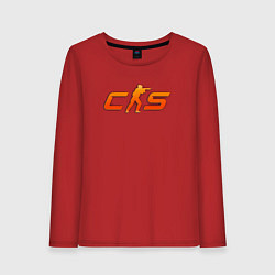 Лонгслив хлопковый женский CS 2 orange logo, цвет: красный