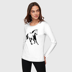 Лонгслив хлопковый женский Конь скачет, цвет: белый — фото 2