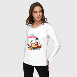Лонгслив хлопковый женский Мэри крисмас - новогодние герои, цвет: белый — фото 2