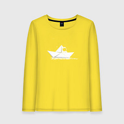 Лонгслив хлопковый женский Космический кораблик, цвет: желтый