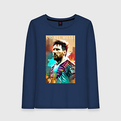 Лонгслив хлопковый женский Lionel Messi - football - striker, цвет: тёмно-синий