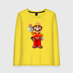 Лонгслив хлопковый женский Марио-строитель, цвет: желтый