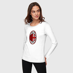 Лонгслив хлопковый женский Футбольный клуб Milan, цвет: белый — фото 2