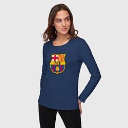 Лонгслив хлопковый женский Barcelona fc sport, цвет: тёмно-синий — фото 2