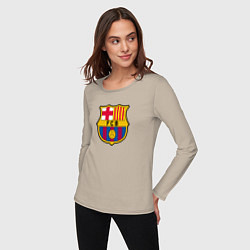 Лонгслив хлопковый женский Barcelona fc sport, цвет: миндальный — фото 2