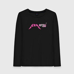 Лонгслив хлопковый женский Kenergy - metallica and barbie style, цвет: черный