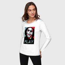Лонгслив хлопковый женский Play saw, цвет: белый — фото 2