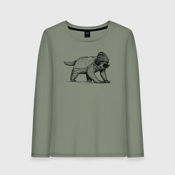 Лонгслив хлопковый женский Медоед модный, цвет: авокадо