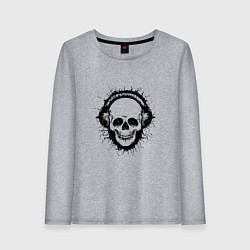 Лонгслив хлопковый женский Смеющийся череп, цвет: меланж