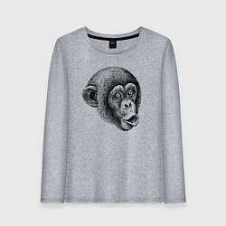 Лонгслив хлопковый женский Голова мартышки штрихами, цвет: меланж