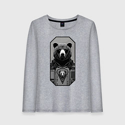Лонгслив хлопковый женский Кибер-медведь - нейросеть, цвет: меланж