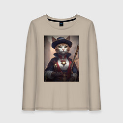 Женский лонгслив Элегантная кошка самурай