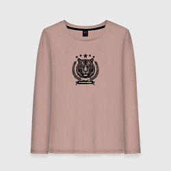 Лонгслив хлопковый женский Тут вам не Москва с тигром, цвет: пыльно-розовый