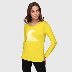 Лонгслив хлопковый женский Медведь сидит задумался, цвет: желтый — фото 2