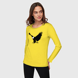 Лонгслив хлопковый женский Орёл летит трафарет, цвет: желтый — фото 2