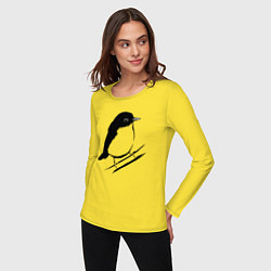 Лонгслив хлопковый женский Птенец трафарет, цвет: желтый — фото 2