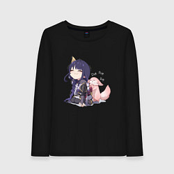 Лонгслив хлопковый женский Шогун Райден и лисичка Мико, цвет: черный