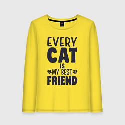 Лонгслив хлопковый женский Every cat is my best friend, цвет: желтый