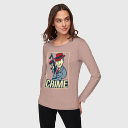 Лонгслив хлопковый женский Vault crime, цвет: пыльно-розовый — фото 2