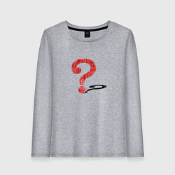 Лонгслив хлопковый женский Вопросительный знак загадка, цвет: меланж