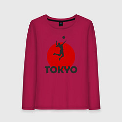 Лонгслив хлопковый женский Волейбол в Токио, цвет: маджента