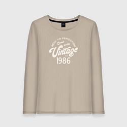 Лонгслив хлопковый женский 1986 год - выдержанный до совершенства, цвет: миндальный