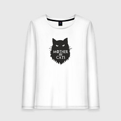 Лонгслив хлопковый женский Mother of cats, цвет: белый