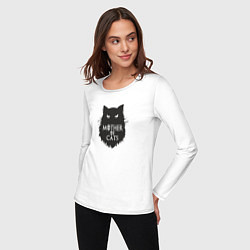 Лонгслив хлопковый женский Mother of cats, цвет: белый — фото 2