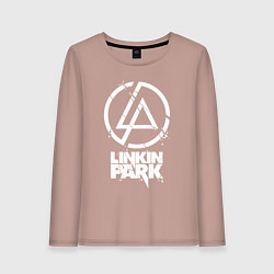 Лонгслив хлопковый женский Linkin Park - white, цвет: пыльно-розовый