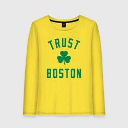 Лонгслив хлопковый женский Верю в Бостон, цвет: желтый