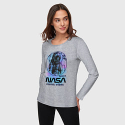 Лонгслив хлопковый женский Космонавт nasa, цвет: меланж — фото 2