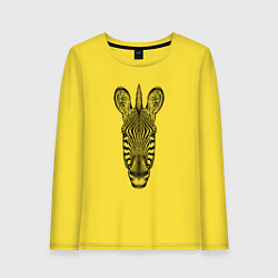 Лонгслив хлопковый женский Голова зебры анфас, цвет: желтый