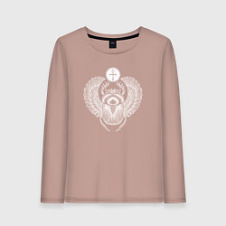 Лонгслив хлопковый женский Жук-скарабей египетский, цвет: пыльно-розовый