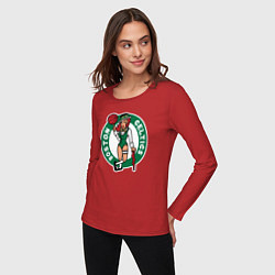 Лонгслив хлопковый женский Boston Celtics girl, цвет: красный — фото 2