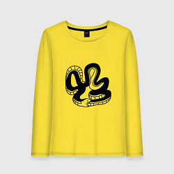 Лонгслив хлопковый женский Змея уроборос, цвет: желтый
