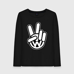 Лонгслив хлопковый женский Volkswagen peace, цвет: черный