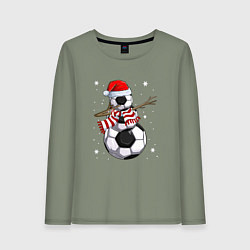 Лонгслив хлопковый женский Soccer snowman, цвет: авокадо