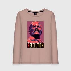 Лонгслив хлопковый женский Lenin revolution, цвет: пыльно-розовый