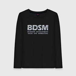 Лонгслив хлопковый женский BDSM - business development sales and marketing, цвет: черный
