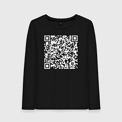Лонгслив хлопковый женский Qr код на песню Never Gonna Give You Up, цвет: черный