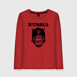 Лонгслив хлопковый женский Russian gorilla, цвет: красный