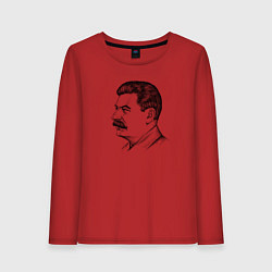 Лонгслив хлопковый женский Сталин в профиль, цвет: красный
