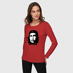 Лонгслив хлопковый женский Портрет Эрнесто Че Гевары, цвет: красный — фото 2